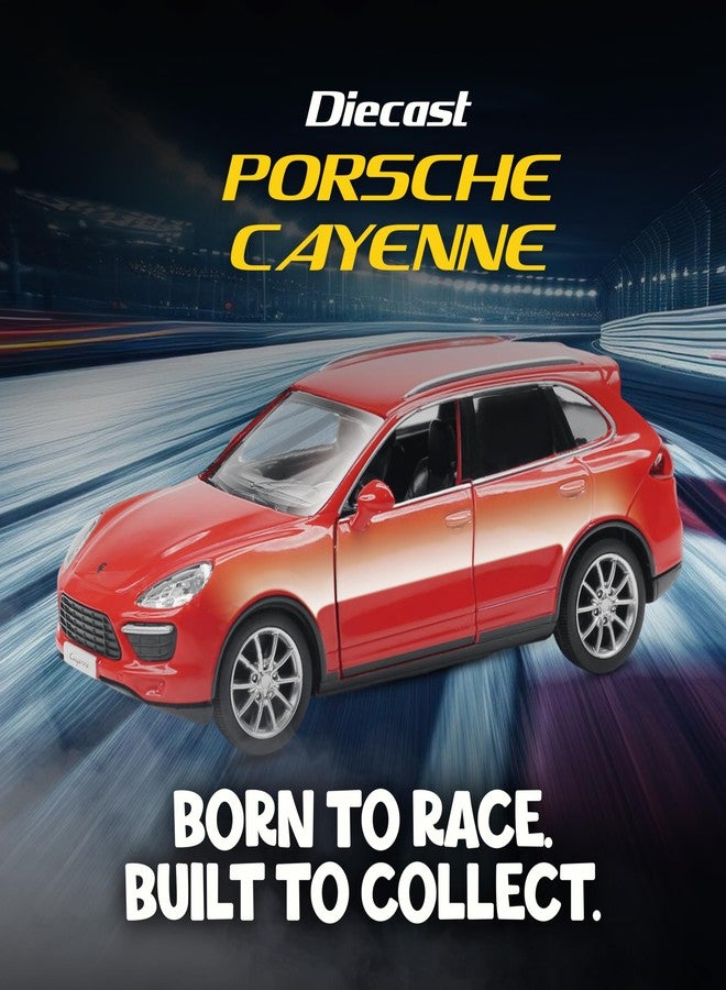 Rmz City 5 Inch Die Cast Porsche Cayenne Toy Car 1:32 Scale Model | Licensed Collectible Vehicle with Opening Doors & Pullback Action | International Series for Kids & Car Lovers | Red - Image 3